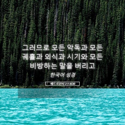 Picture 05 - 베드로전서 2:1 KOR - 그러므로 모든 악독과 모든 궤휼과 - Bible Verse Picture
