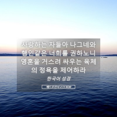 Picture 05 - 베드로전서 2:11 KOR - 사랑하는 자들아 나그네와 행인같은 - Bible Verse Picture
