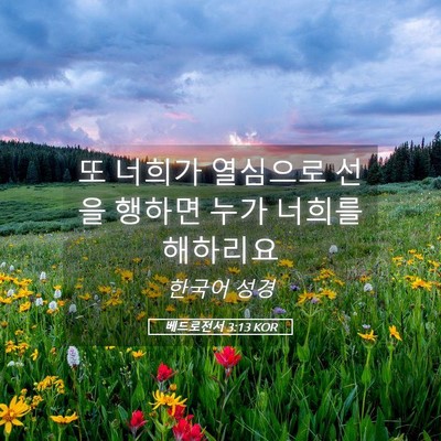 Picture 05 - 베드로전서 3:13 KOR - 또 너희가 열심으로 선을 행하면 - Bible Verse Picture