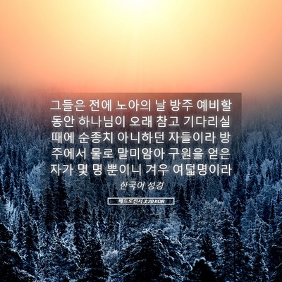 Picture 05 - 베드로전서 3:20 KOR - 그들은 전에 노아의 날 방주 예비할 - Bible Verse Picture