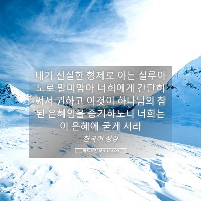 Picture 05 - 베드로전서 5:12 KOR - 내가 신실한 형제로 아는 실루아노로 - Bible Verse Picture