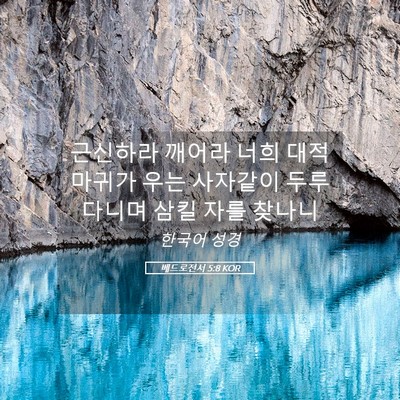 Picture 05 - 베드로전서 5:8 KOR - 근신하라 깨어라 너희 대적 마귀가 - Bible Verse Picture