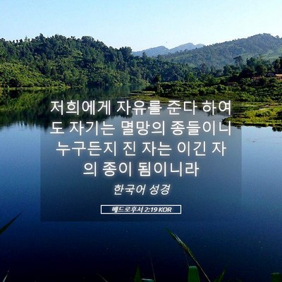 Picture 05 - 베드로후서 2:19 KOR - 저희에게 자유를 준다 하여도 자기는 - Bible Verse Picture