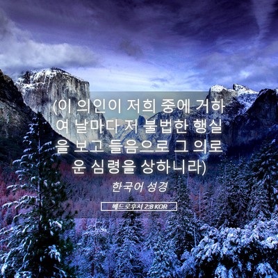 Picture 05 - 베드로후서 2:8 KOR - (이 의인이 저희 중에 거하여 날마다 - Bible Verse Picture