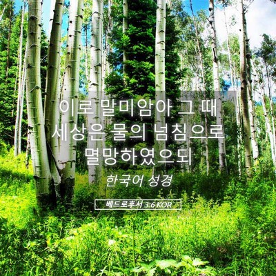 Picture 05 - 베드로후서 3:6 KOR - 이로 말미암아 그 때 세상은 물의 - Bible Verse Picture