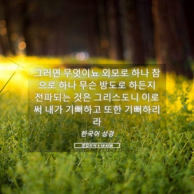 Picture 05 - 빌립보서 1:18 KOR - 그러면 무엇이뇨 외모로 하나 참으로 - Bible Verse Picture