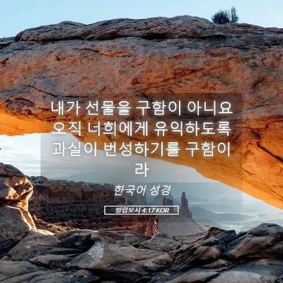 Picture 05 - 빌립보서 4:17 KOR - 내가 선물을 구함이 아니요 오직 - Bible Verse Picture