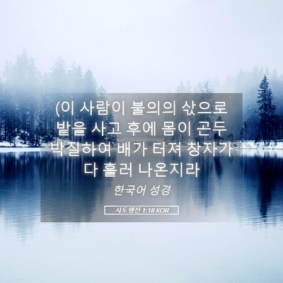 Picture 05 - 사도행전 1:18 KOR - (이 사람이 불의의 삯으로 밭을 사고 - Bible Verse Picture