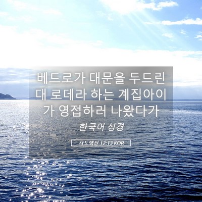 Picture 05 - 사도행전 12:13 KOR - 베드로가 대문을 두드린대 로데라 - Bible Verse Picture