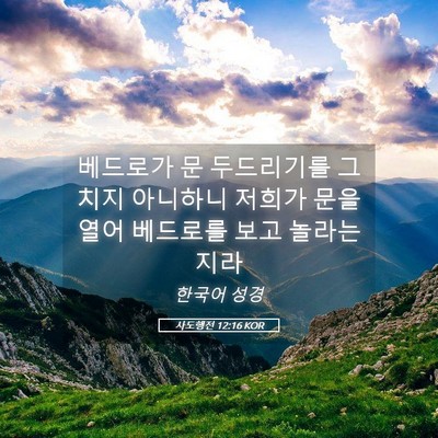Picture 05 - 사도행전 12:16 KOR - 베드로가 문 두드리기를 그치지 - Bible Verse Picture