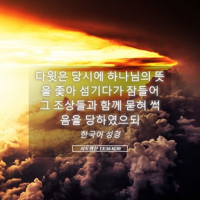 Picture 05 - 사도행전 13:36 KOR - 다윗은 당시에 하나님의 뜻을 좇아 - Bible Verse Picture