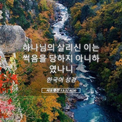 Picture 05 - 사도행전 13:37 KOR - 하나님의 살리신 이는 썩음을 당하지 - Bible Verse Picture