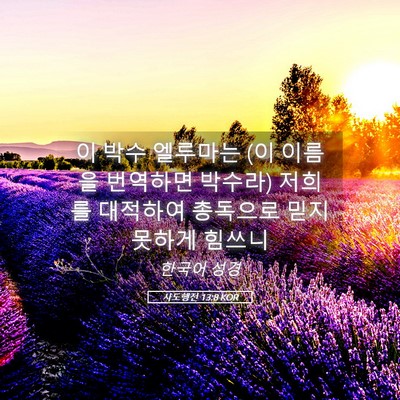 Picture 05 - 사도행전 13:8 KOR - 이 박수 엘루마는 (이 이름을 - Bible Verse Picture