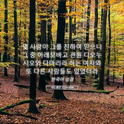 Picture 05 - 사도행전 17:34 KOR - 몇 사람이 그를 친하여 믿으니 그 중 - Bible Verse Picture