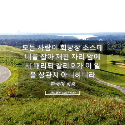 Picture 05 - 사도행전 18:17 KOR - 모든 사람이 회당장 소스데네를 잡아 - Bible Verse Picture