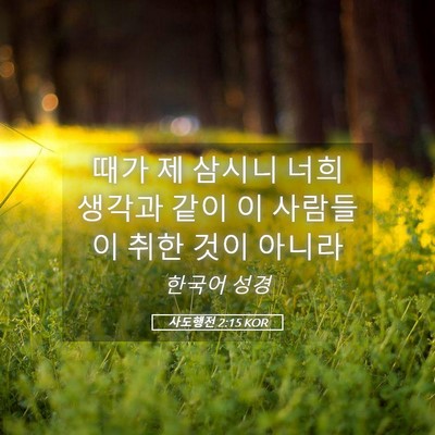 Picture 05 - 사도행전 2:15 KOR - 때가 제 삼시니 너희 생각과 같이 이 - Bible Verse Picture