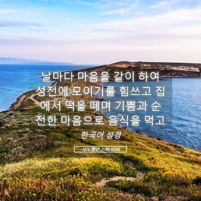 Picture 05 - 사도행전 2:46 KOR - 날마다 마음을 같이 하여 성전에 - Bible Verse Picture