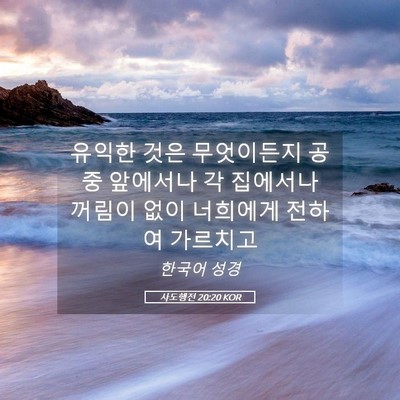 Picture 05 - 사도행전 20:20 KOR - 유익한 것은 무엇이든지 공중 - Bible Verse Picture