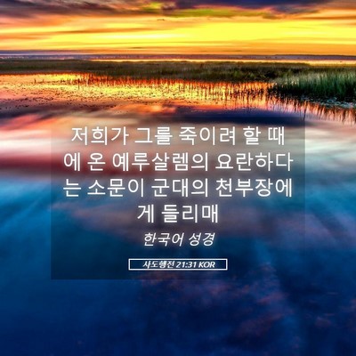 Picture 05 - 사도행전 21:31 KOR - 저희가 그를 죽이려 할 때에 온 - Bible Verse Picture