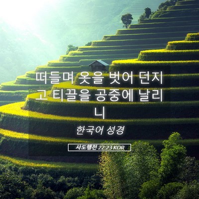 Picture 05 - 사도행전 22:23 KOR - 떠들며 옷을 벗어 던지고 티끌을 - Bible Verse Picture