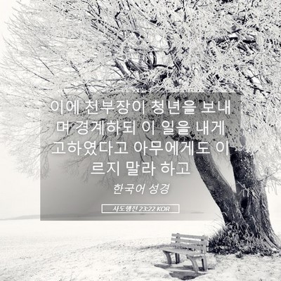 Picture 05 - 사도행전 23:22 KOR - 이에 천부장이 청년을 보내며 - Bible Verse Picture