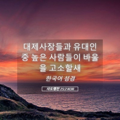 Picture 05 - 사도행전 25:2 KOR - 대제사장들과 유대인 중 높은 - Bible Verse Picture