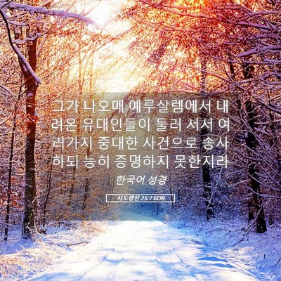 Picture 05 - 사도행전 25:7 KOR - 그가 나오매 예루살렘에서 내려온 - Bible Verse Picture
