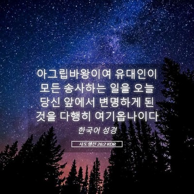 Picture 05 - 사도행전 26:2 KOR - 아그립바왕이여 유대인이 모든 - Bible Verse Picture