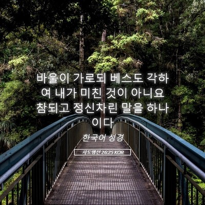 Picture 05 - 사도행전 26:25 KOR - 바울이 가로되 베스도 각하여 내가 - Bible Verse Picture