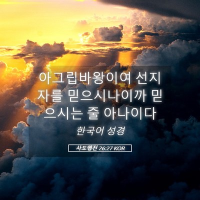 Picture 05 - 사도행전 26:27 KOR - 아그립바왕이여 선지자를 - Bible Verse Picture