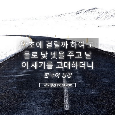Picture 05 - 사도행전 27:29 KOR - 암초에 걸릴까 하여 고물로 닻 넷을 - Bible Verse Picture