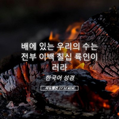 Picture 05 - 사도행전 27:37 KOR - 배에 있는 우리의 수는 전부 이백 - Bible Verse Picture
