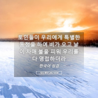 Picture 05 - 사도행전 28:2 KOR - 토인들이 우리에게 특별한 동정을 - Bible Verse Picture