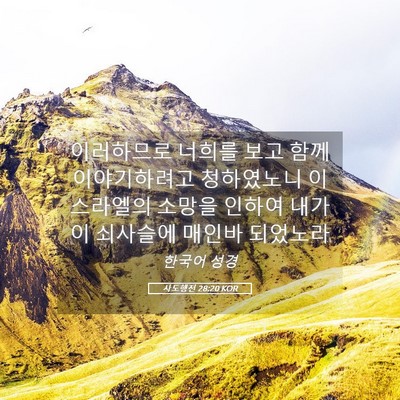 Picture 05 - 사도행전 28:20 KOR - 이러하므로 너희를 보고 함께 - Bible Verse Picture