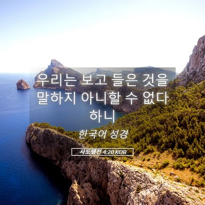 Picture 05 - 사도행전 4:20 KOR - 우리는 보고 들은 것을 말하지 - Bible Verse Picture