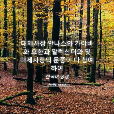 Picture 05 - 사도행전 4:6 KOR - 대제사장 안나스와 가야바와 요한과 - Bible Verse Picture