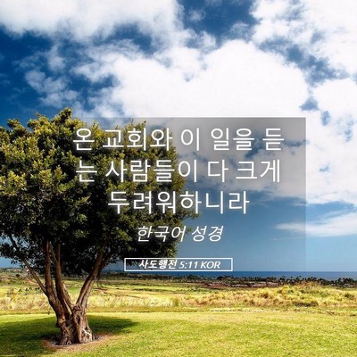 Picture 05 - 사도행전 5:11 KOR - 온 교회와 이 일을 듣는 사람들이 다 - Bible Verse Picture