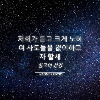 Picture 05 - 사도행전 5:33 KOR - 저희가 듣고 크게 노하여 사도들을 - Bible Verse Picture