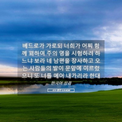 Picture 05 - 사도행전 5:9 KOR - 베드로가 가로되 너희가 어찌 함께 - Bible Verse Picture