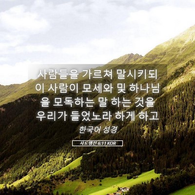 Picture 05 - 사도행전 6:11 KOR - 사람들을 가르쳐 말시키되 이 사람이 - Bible Verse Picture