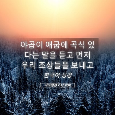 Picture 05 - 사도행전 7:12 KOR - 야곱이 애굽에 곡식 있다는 말을 - Bible Verse Picture