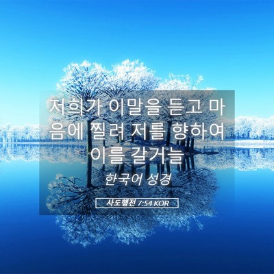Picture 05 - 사도행전 7:54 KOR - 저희가 이말을 듣고 마음에 찔려 - Bible Verse Picture