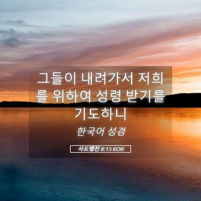 Picture 05 - 사도행전 8:15 KOR - 그들이 내려가서 저희를 위하여 성령 - Bible Verse Picture