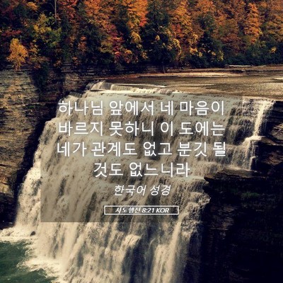 Picture 05 - 사도행전 8:21 KOR - 하나님 앞에서 네 마음이 바르지 - Bible Verse Picture