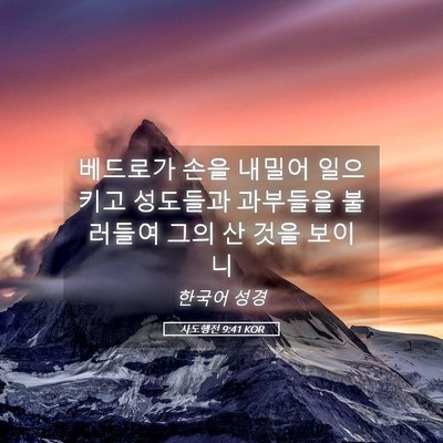 Picture 05 - 사도행전 9:41 KOR - 베드로가 손을 내밀어 일으키고 - Bible Verse Picture