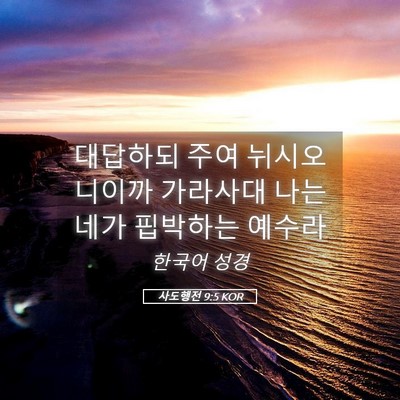 Picture 05 - 사도행전 9:5 KOR - 대답하되 주여 뉘시오니이까 - Bible Verse Picture