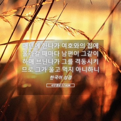 Picture 05 - 사무엘상 1:7 KOR - 매년에 한나가 여호와의 집에 올라갈 - Bible Verse Picture