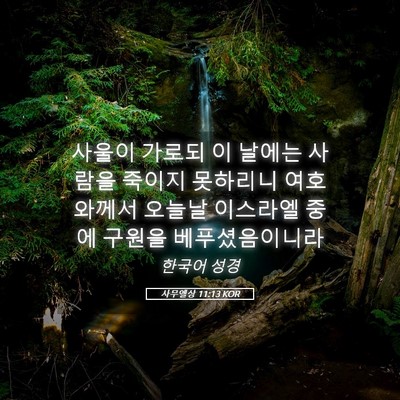 Picture 05 - 사무엘상 11:13 KOR - 사울이 가로되 이 날에는 사람을 - Bible Verse Picture
