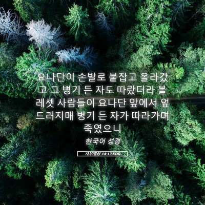 Picture 05 - 사무엘상 14:13 KOR - 요나단이 손발로 붙잡고 올라갔고 그 - Bible Verse Picture