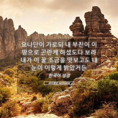 Picture 05 - 사무엘상 14:29 KOR - 요나단이 가로되 내 부친이 이 - Bible Verse Picture
